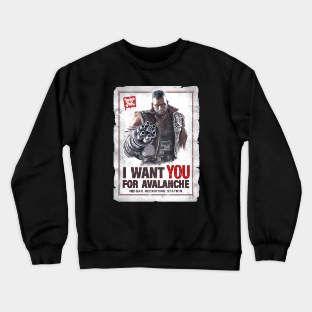 Barret Wallace Wants You for Avalanche Crewneck Sweatshirt by jlaser
